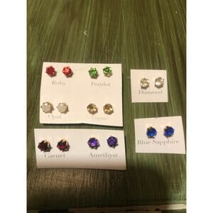 Walmart NEW Stud Earrings Set of 8 Different Stones